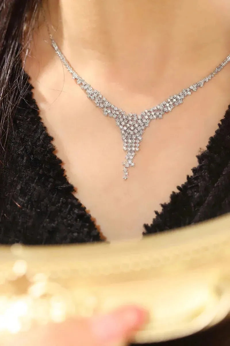 18K White Gold Diamond Necklace for Women - 3.0 Carat Real Natural Diamond Luxury Pendant - Elegant Galaxy Style Jewelry Gift for Anniversary, Wedding & Special Occasions