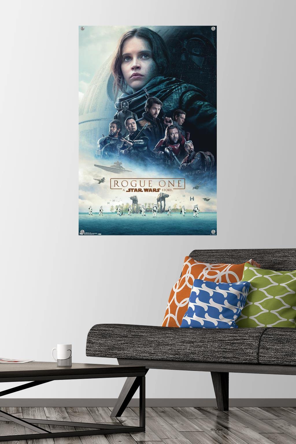 Star Wars Rogue One Movie Poster - 24x36 Inch Premium Quality Wall Art with Push Pins - Perfect for Bedroom, Game Room & Home Theater Decor