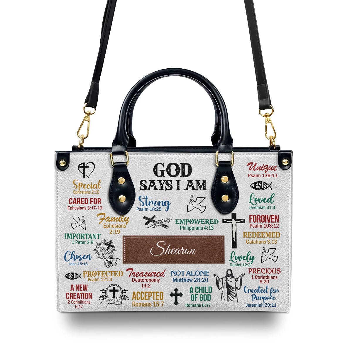 Personalized Leather Handbags for Women - Custom Name & Monogram - Best Christmas & Christian Gifts - Perfect for Church, Work, and Special Occasions