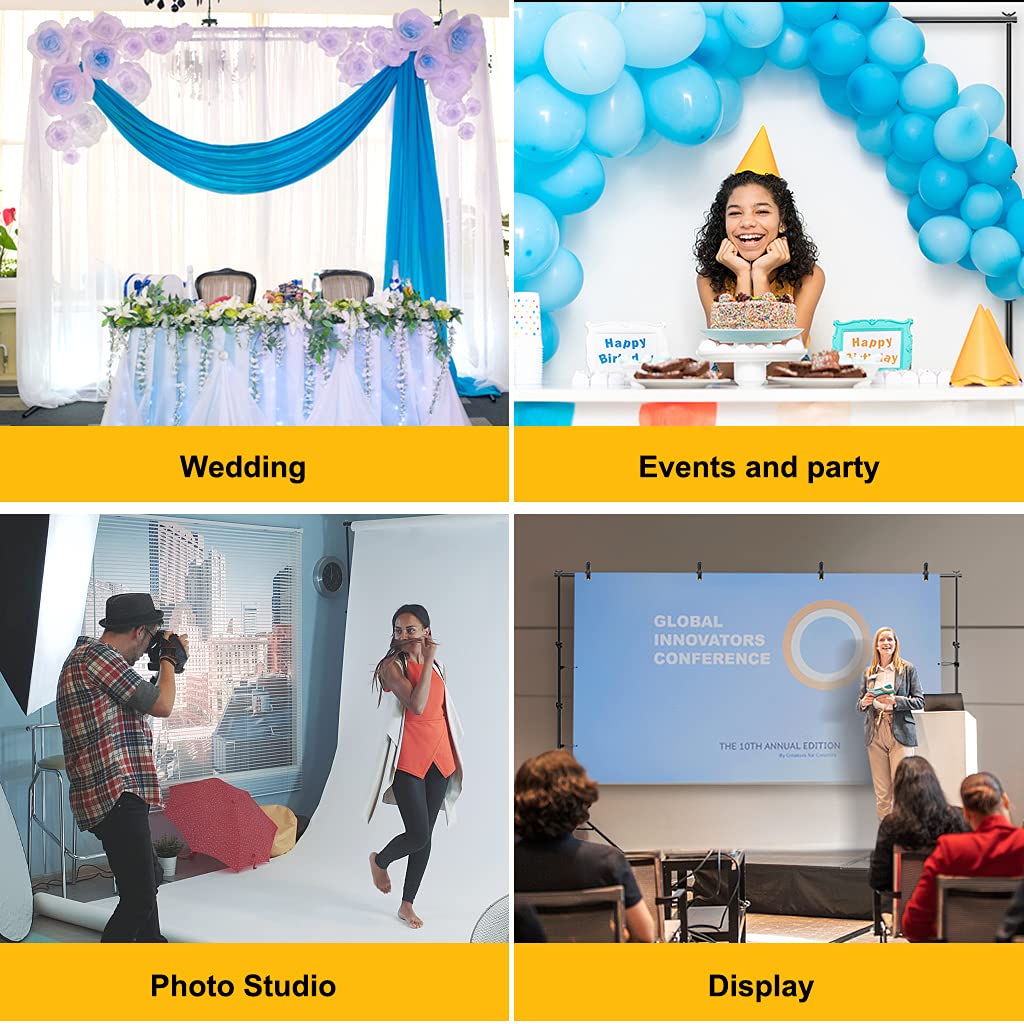 8.5x10ft Adjustable Backdrop Stand Kit for Party Decorations, Baby Showers & Photography - Includes Spring Clamps, Backdrop Clips, Sandbag & Carrying Bag - Perfect for Events, Weddings, Photo Studios & Home Decor