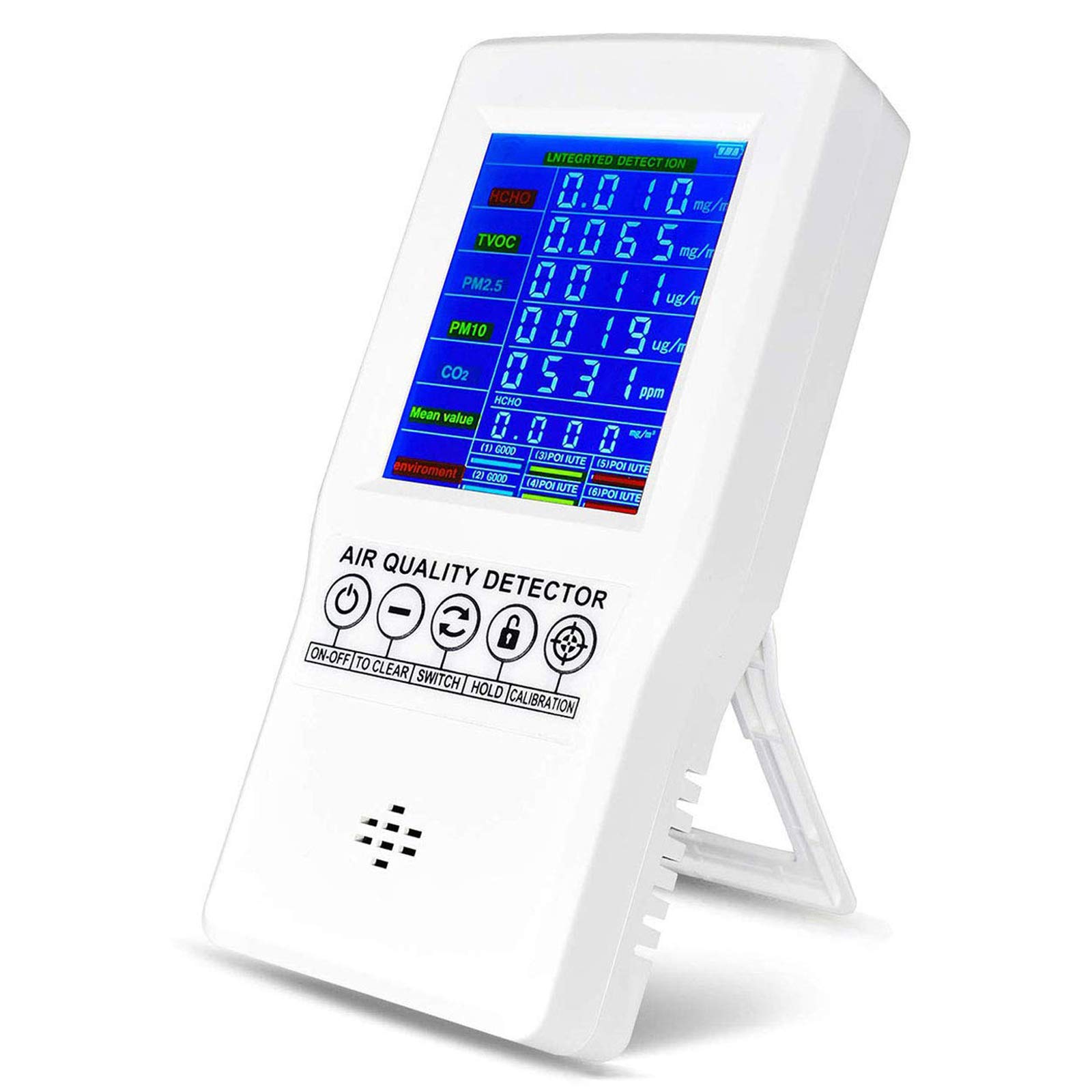 Wgwioo Indoor Air Quality Monitor - Accurate CO₂ & Formaldehyde Detector with Color LCD Screen for Home, Office | Real-time Air Testing for Healthier Living Spaces