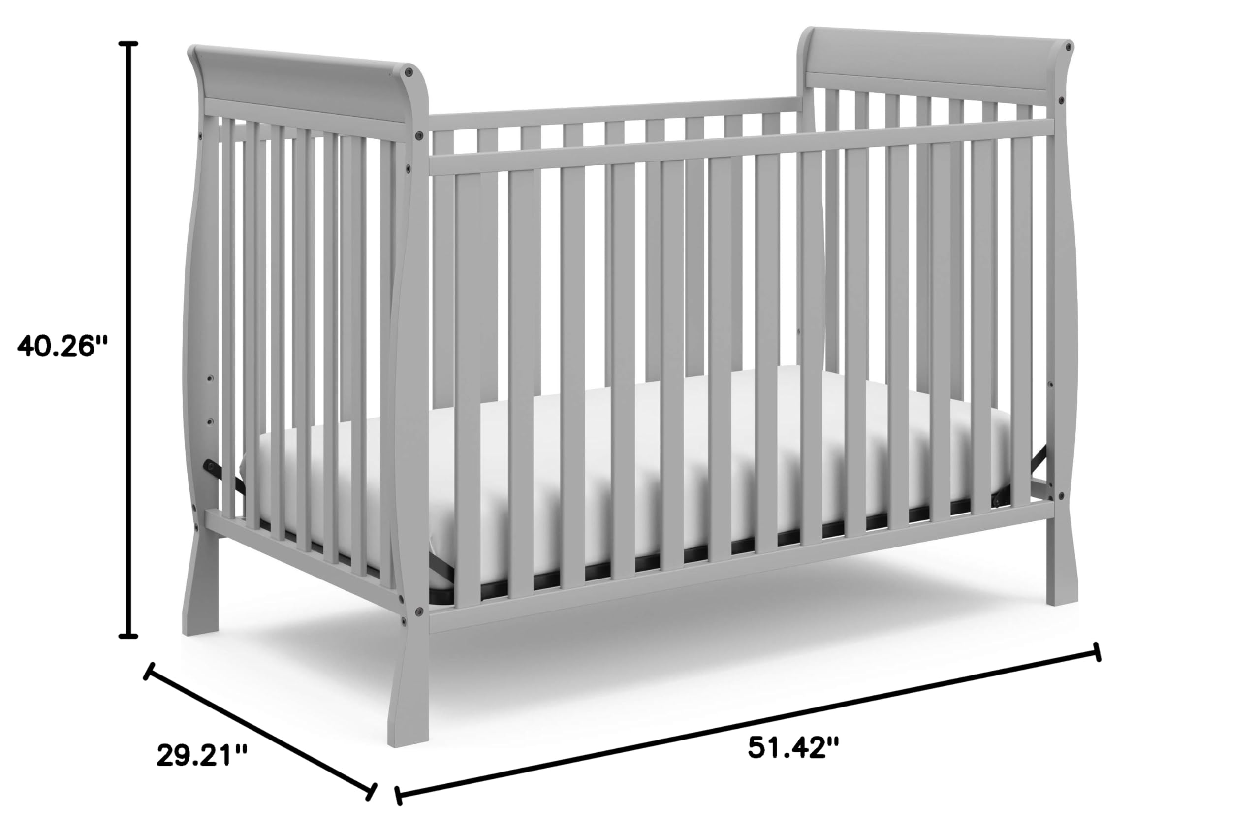 Storkcraft Maxwell Convertible Crib - GREENGUARD Gold Certified, Converts to Toddler Bed & Daybed, Fits Standard Full-Size Mattress, Classic Sleigh Design (Pebble Gray) | Nursery Essential for Baby & Toddler Rooms, Perfect for Modern & Traditional Home Decor
