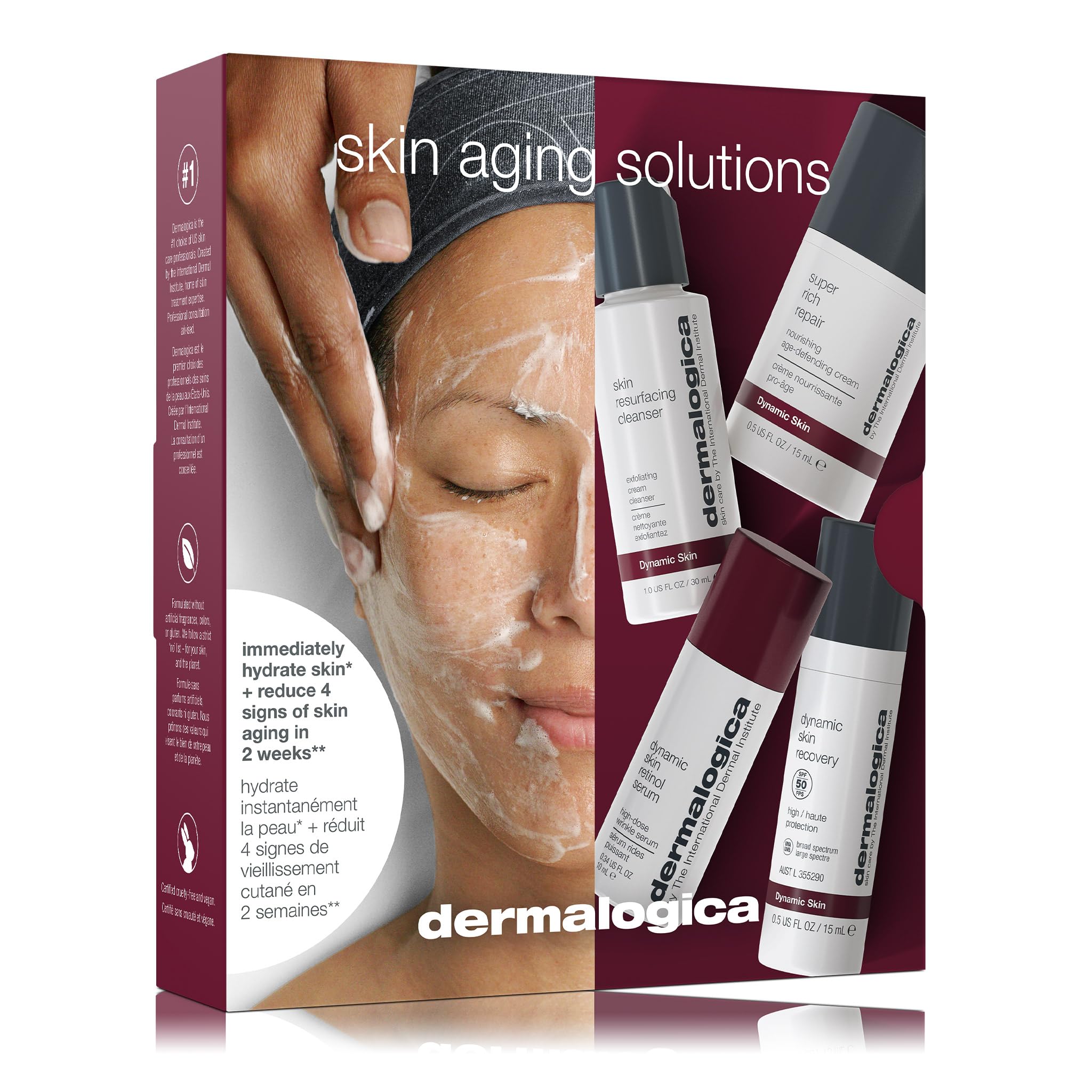 Dermalogica Anti-Aging Skincare Kit - Face Cleanser, Serum, SPF Moisturizer & Cream | Travel Size Set for Wrinkles & Fine Lines | Perfect for Travel, Gifts & Daily Skincare Routine
