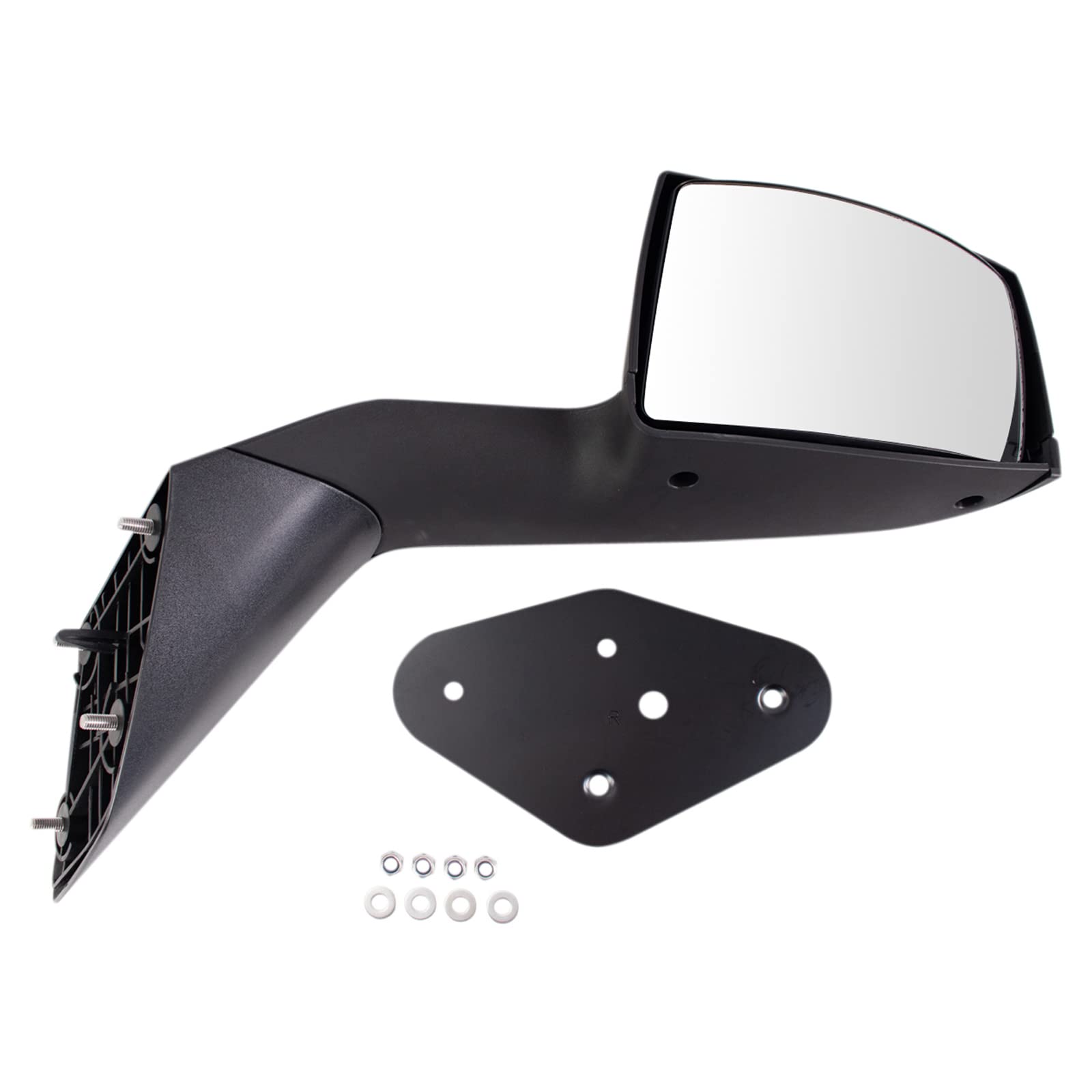 TRQ Passenger Side Right Mirror with Black Cover - Compatible with 2004-2014 Volvo VNL Trucks (Non-Heated, Non-Memory) - Perfect for Replacement & Heavy-Duty Truck Maintenance