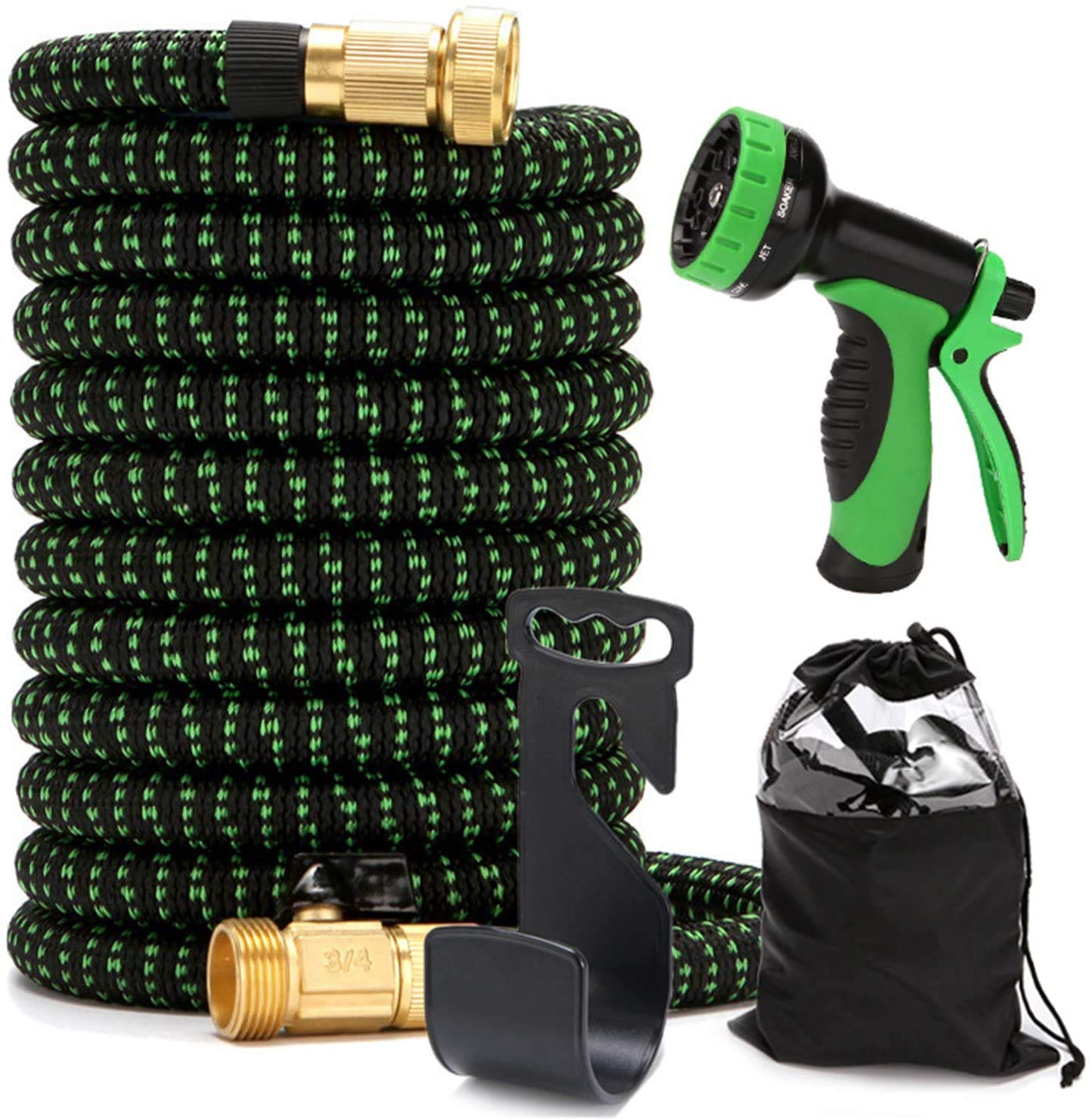 50FT Expandable Garden Hose with Spray Nozzle - Flexible, Lightweight Water Hose with Solid Brass Connectors - Leakproof Expanding Pipe for Lawn Watering, Car Washing, Pet Bathing & Outdoor Cleaning
