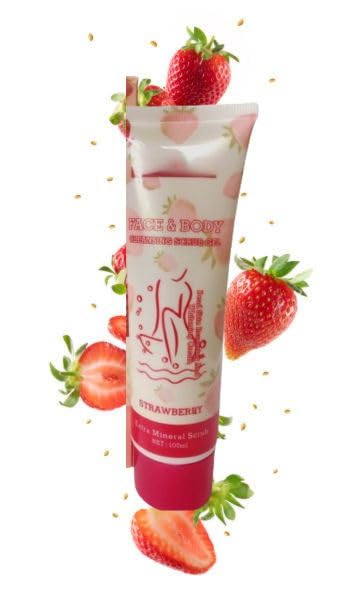 KNYUC MART Exfoliating Face & Body Scrub Gel - Strawberry, Papaya, Lemon, Blueberry for Dead Skin Removal & Deep Cleansing (Random Flavor) | Perfect for Spa Day, Pre-Shave Prep & Post-Workout Refresh