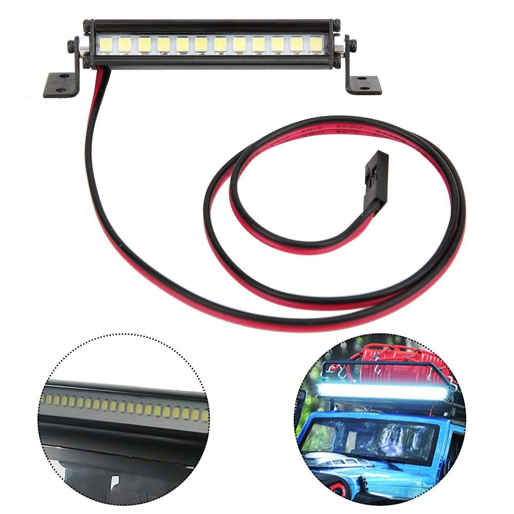 Dilwe RC Car LED Roof Light Bar - 12 Mini LEDs for SCX10 1/10 Scale 4WD Crawler - Black | Off-Road Night Crawling & Trail Adventure Lighting Accessory
