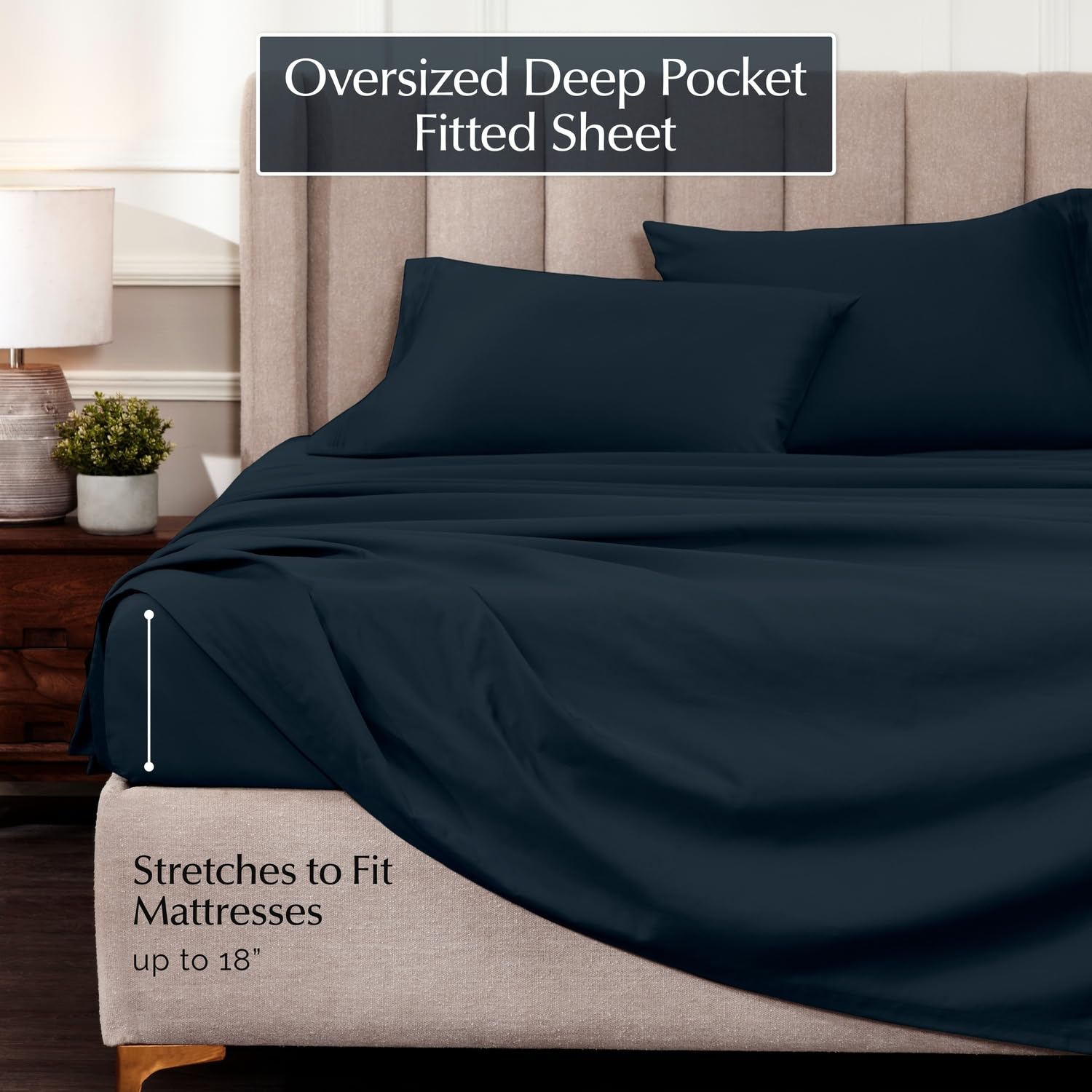 Premium 1000-Thread Count Egyptian Cotton Sheets Set - King Size Deep Pocket (18