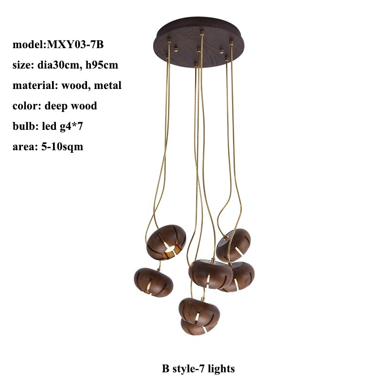 Elegant Wooden LED Chandelier - Modern Rustic Ceiling Light Fixture with Warm White Lighting | Perfect for Dining Room, Bedroom or Cabin Decor