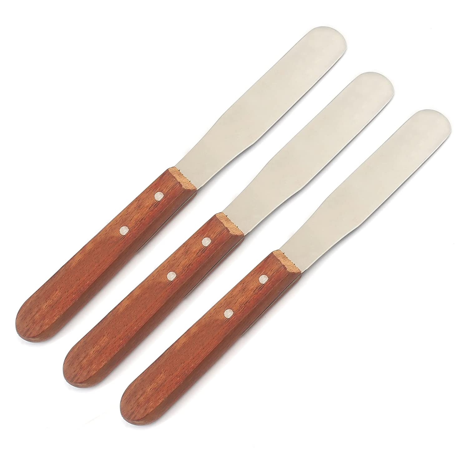OdontoMed2011 Set of 8 Dental Lab Spatulas #10R - Stainless Steel Blade with Wooden Handle for Plaster & Wax Carving | Perfect for Dental Professionals, Orthodontic Work & Dental Lab Procedures