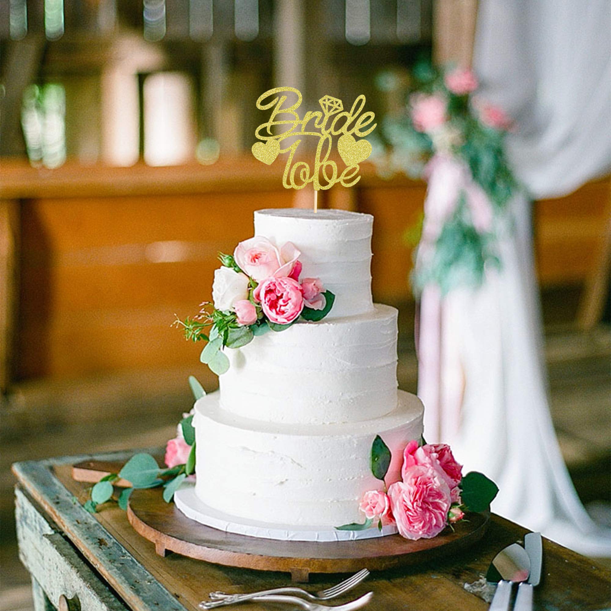 Ercadio Gold Bride to Be Cake Topper - Glitter Bridal Shower & Engagement Cake Decorations - Perfect for Bachelorette Parties, Wedding Showers & Theme Celebrations