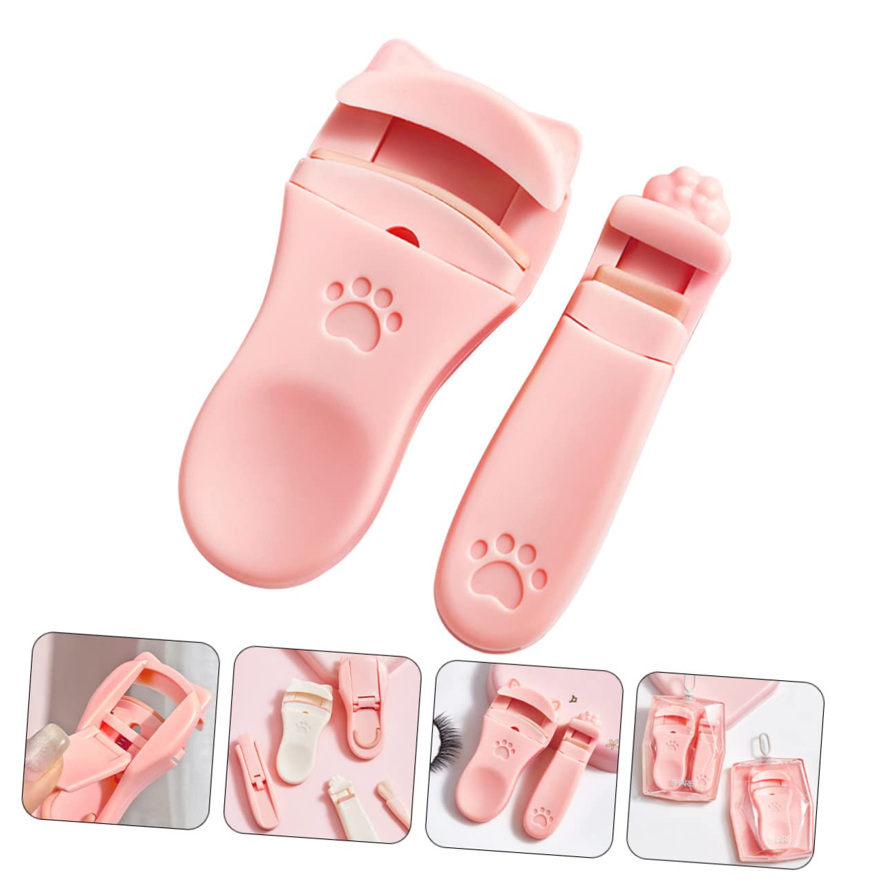LALAFINA 3-Pack Heated Eyelash Curler Kit for Asian Eyes - Travel Size Eyelash Curler & Applicator Tool (6 Pieces) - Perfect for Home Use, Travel & Professional Makeup Application