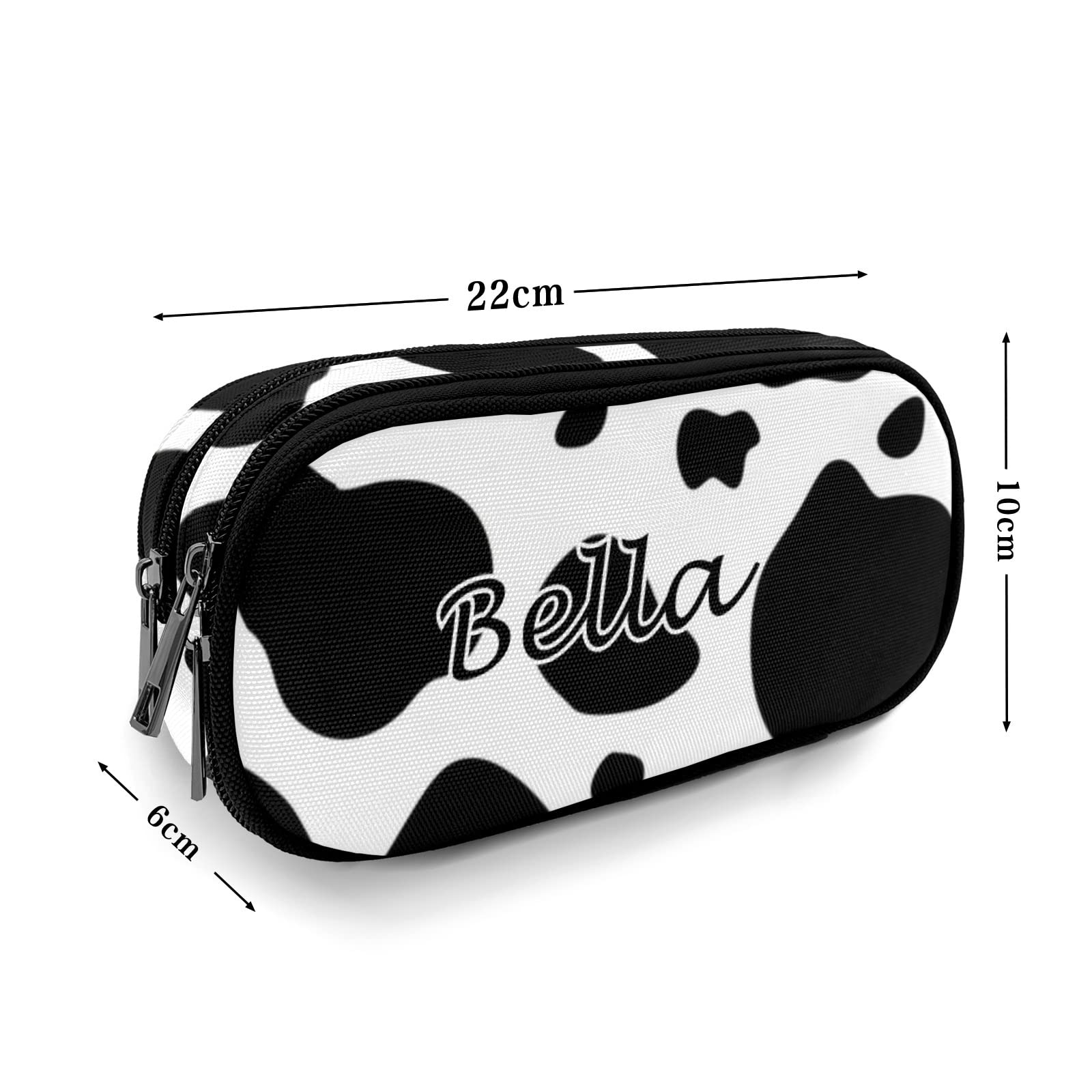 Personalized Cow Print Pencil Case - Custom Name Cosmetic & Stationery Organizer for School, Office, Work - Perfect for Students, Professionals & Makeup Storage