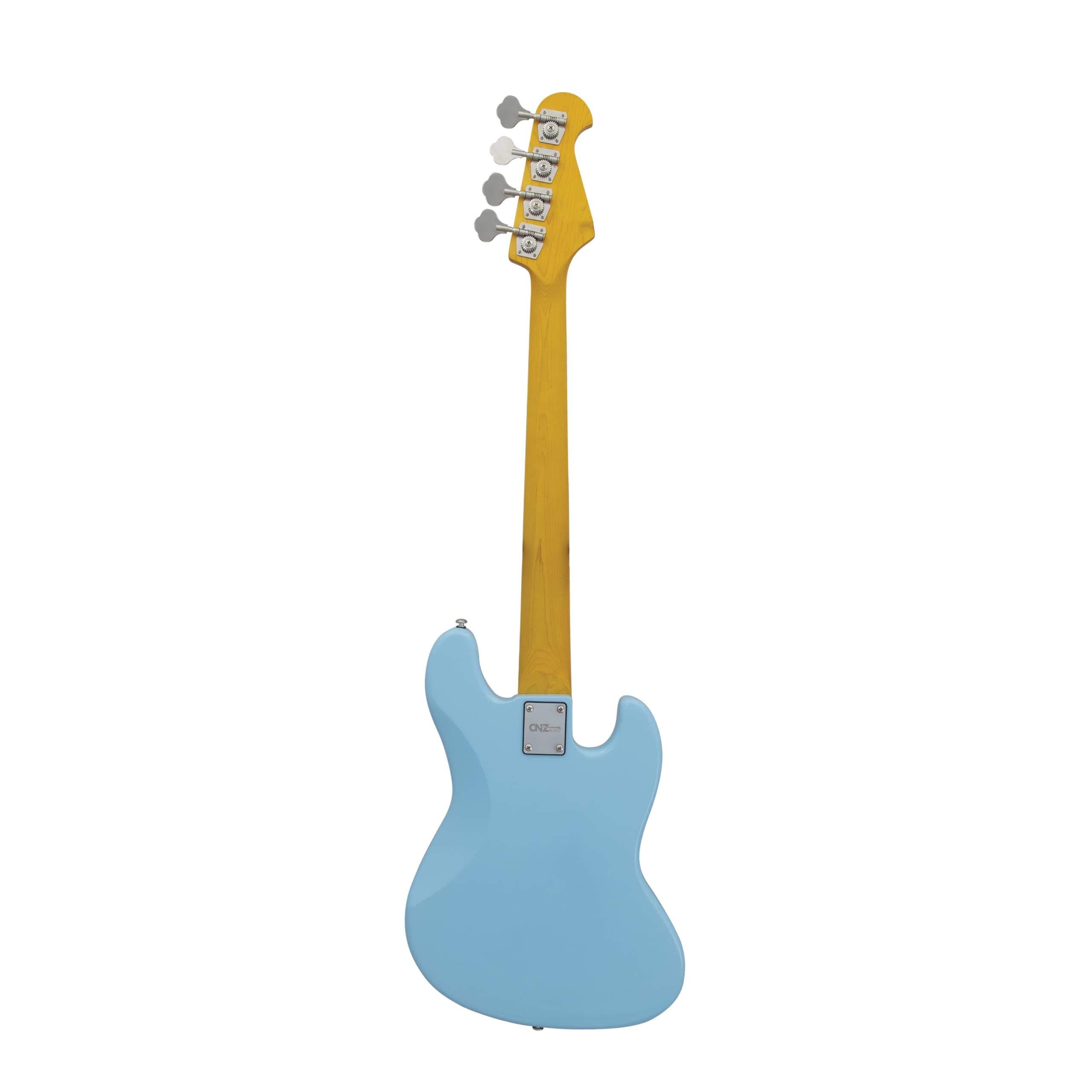 JB Electric Bass Guitar for Left-Handed Players - Daphne Blue Finish, Basswood Body, Maple Neck, 3-Ply Red Tortoise Pickguard & Rosewood Fingerboard - Perfect for Live Performances, Studio Recording & Rock Music Practice