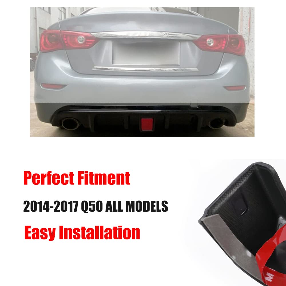 Carbon Fiber Rear Diffuser for Infiniti Q50 2014-2017 - Stylish Rear Lip Bumper Cover with LED Lights | Enhance Your Car's Aerodynamics & Sporty Look for Street Racing & Show Cars