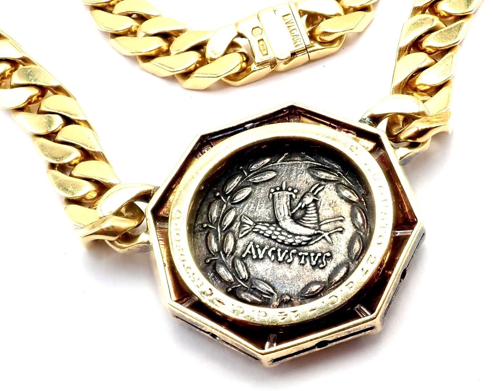 Authentic Bvlgari 18K Yellow Gold Diamond Monete Antique Coin Link Necklace - Luxury Vintage Jewelry for Women - Perfect for Gifts, Parties & Special Occasions