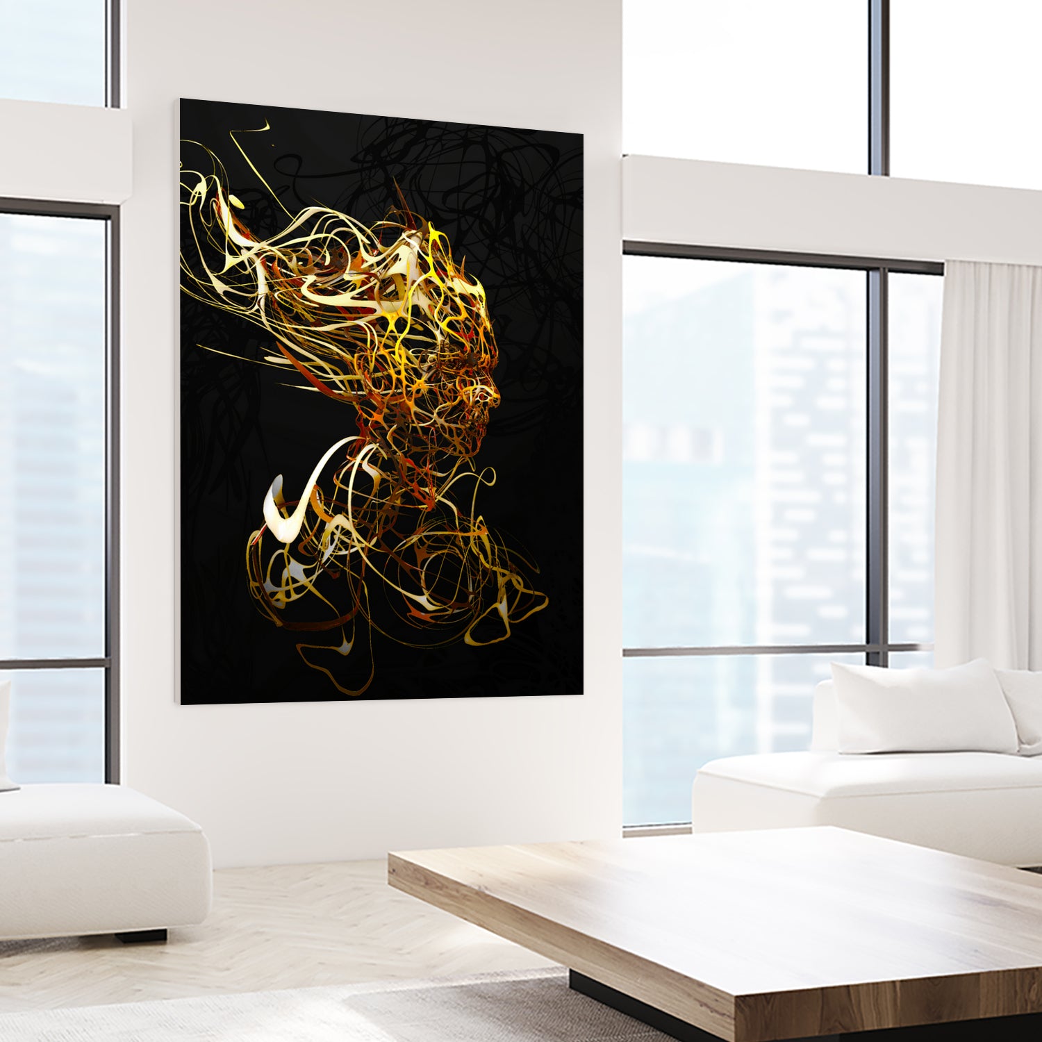 Abstract Portrait Art - Unique Handmade Wall Decor for Living Room, Bedroom & Office - Modern Canvas Painting for Home & Office Decor