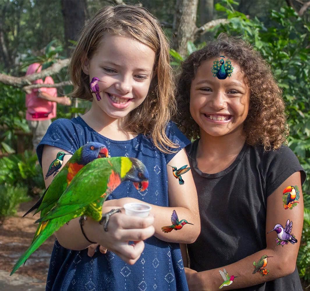 50 Colorful Hummingbird Temporary Tattoos - Waterproof Party Favors for Birthdays & School Rewards