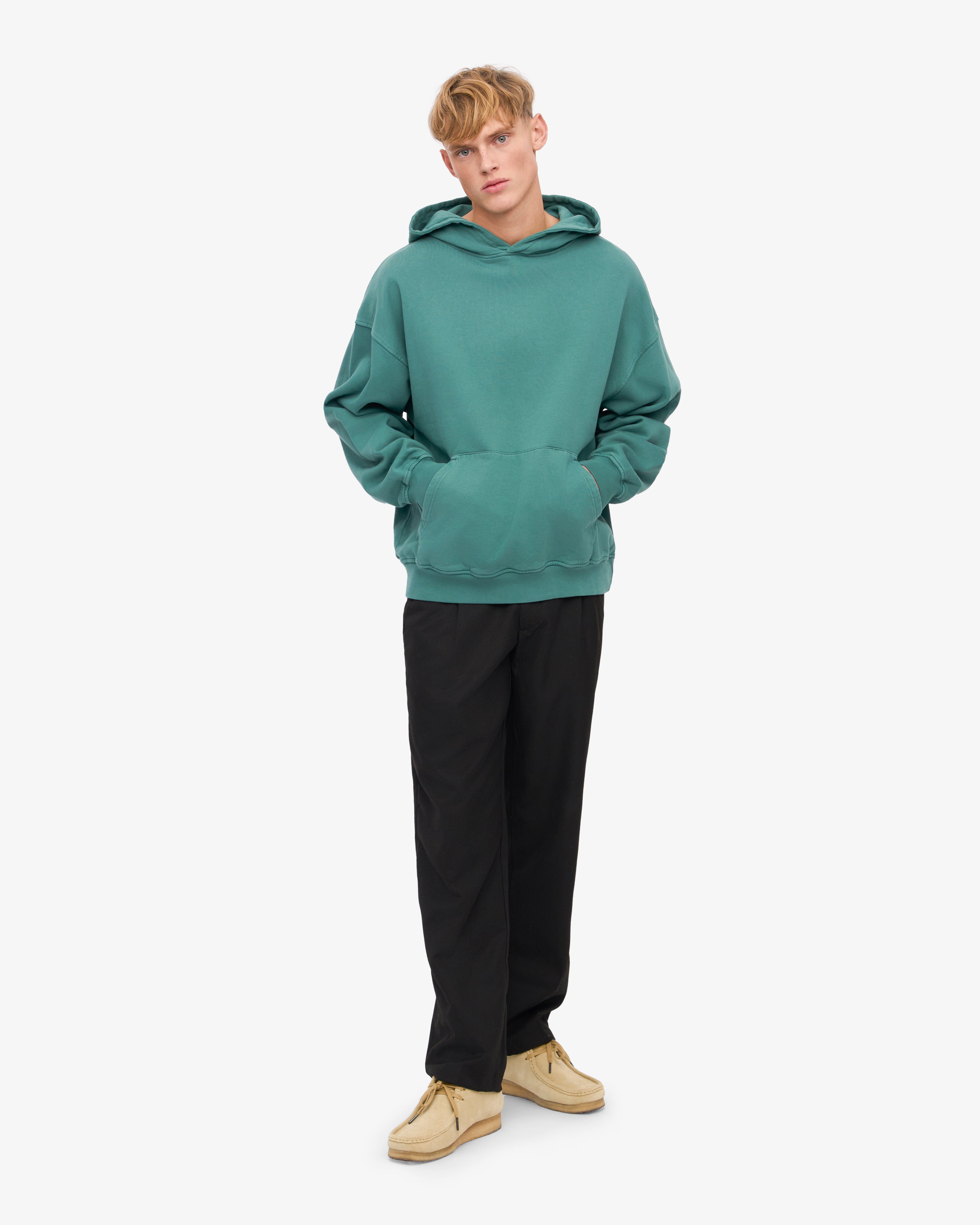 Organic Oversized Hoodie for Men & Women - Soft & Comfortable Pine Green Pullover Hoodie - Perfect for Casual Wear, Loungewear & Outdoor Activities