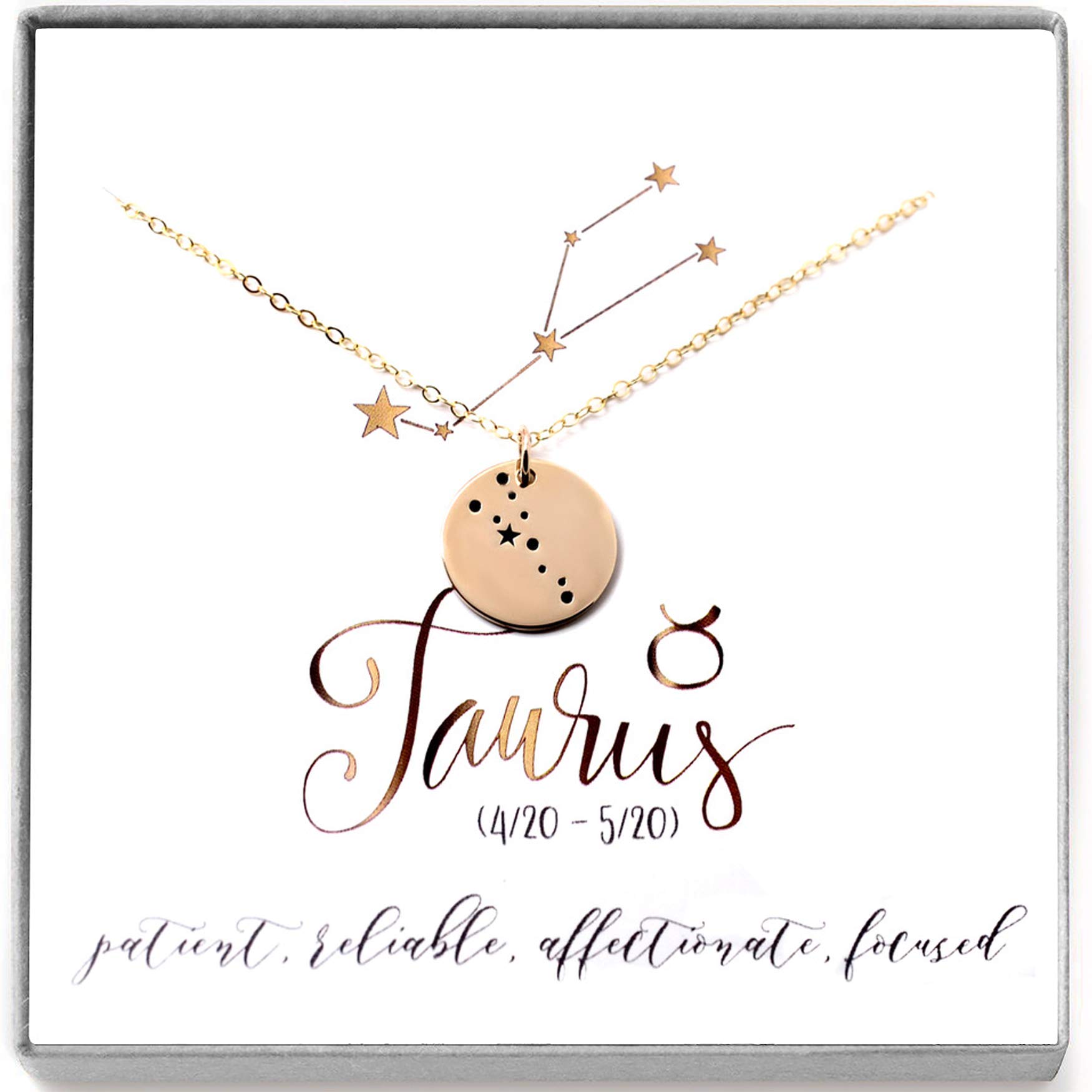 14K Gold Taurus Zodiac Necklace - Perfect Gift for Her & Astrology Lovers