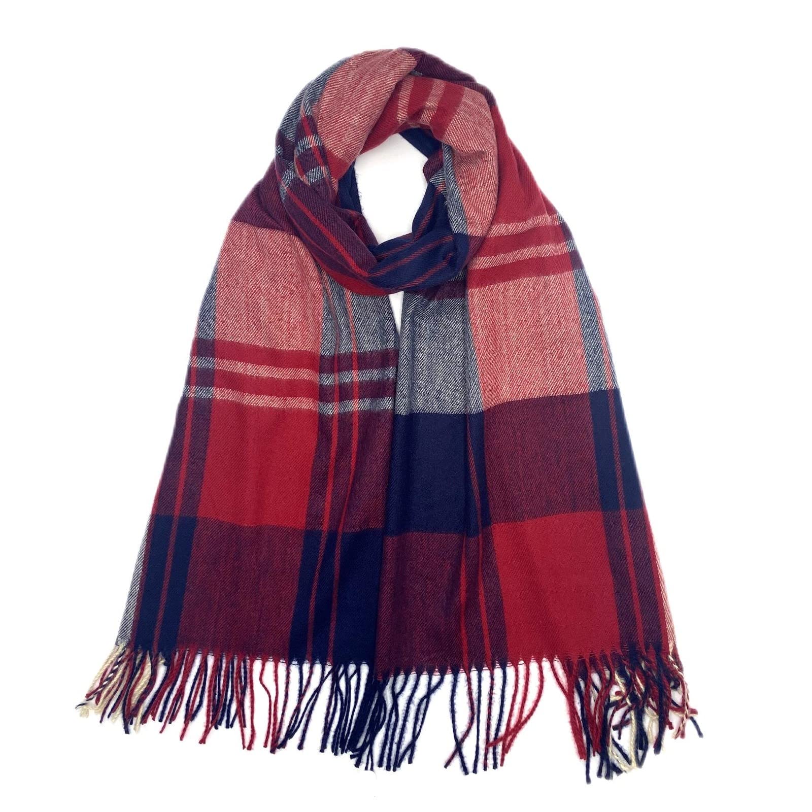 Stylish PCQIUTE Women's Winter Warm Large Checkered Scarf - Soft Long Shawl for Cold Weather, Office, Travel & Outdoor Activities
