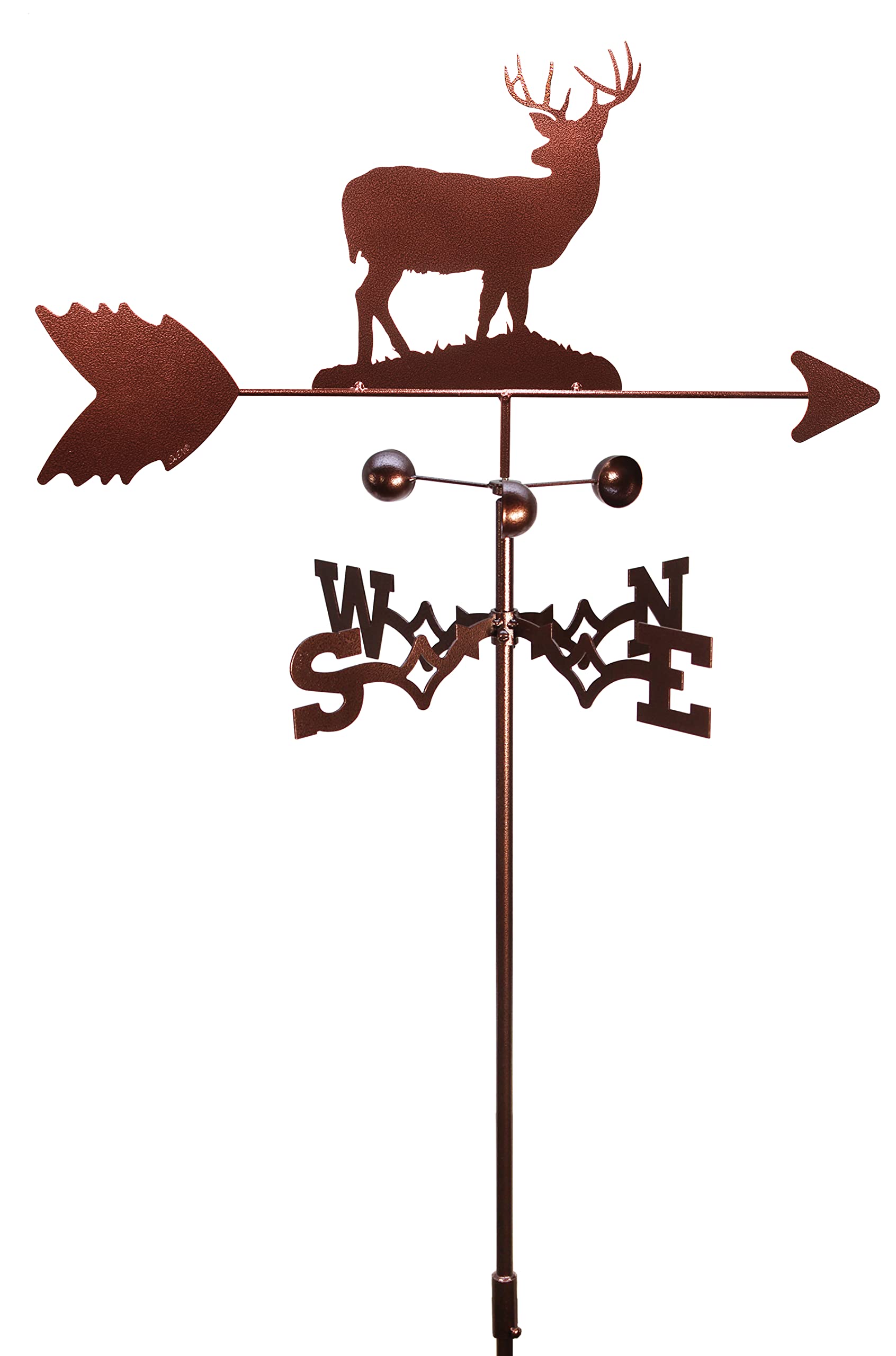 SWEN Products Deer Buck Weathervane with Garden Stake - Rustic Outdoor Decor for Yard, Garden, and Farmhouse Style Landscaping