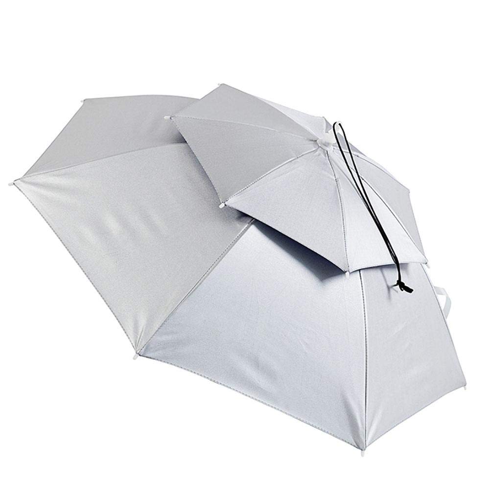Oumefar Double-Layer Adjustable Umbrella Hat - UV Protection Sun Shade for Outdoor Activities, Gardening, Hiking & Beach (Silver)