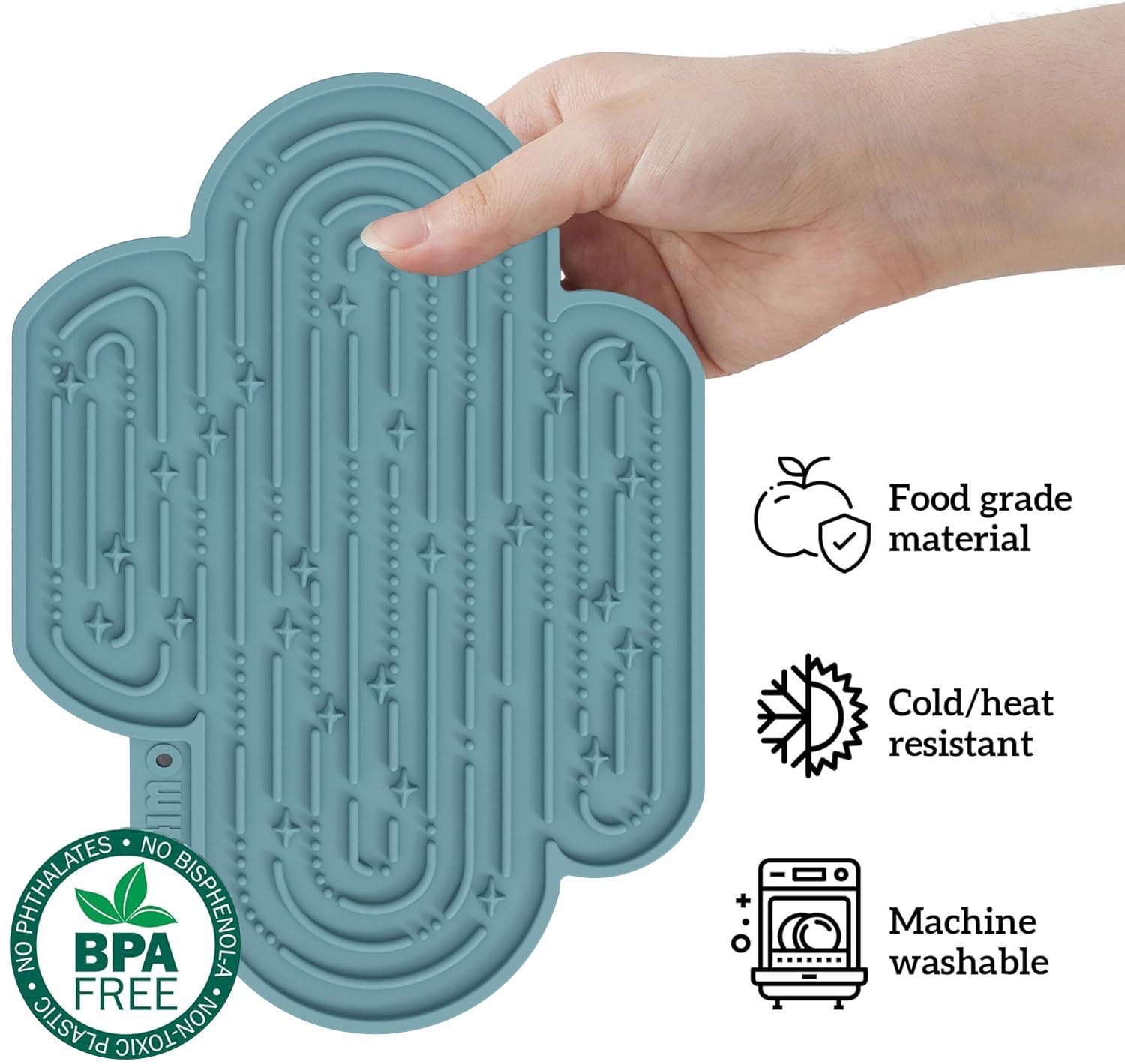 OHMO-Cactus Lick Mat for Dogs and Cats (2 Pack) - Slow Feeder Pet Licking Pad with Suction Cups, Easy to Clean, Helps Reduce Anxiety & Boredom - Perfect for Grooming, Mealtime & Training Sessions