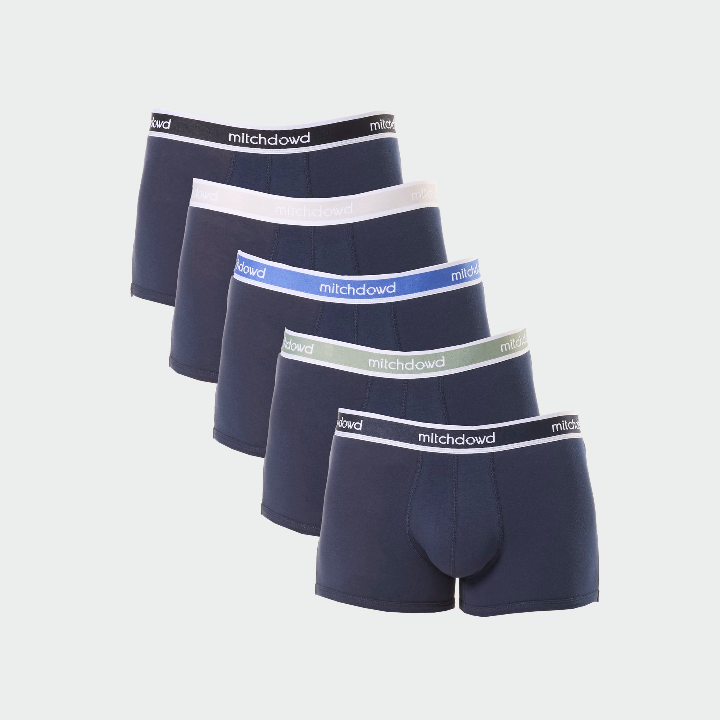 Men's 5-Pack Plain Cotton Trunk Underwear - Soft Breathable Boxer Briefs in Navy Blue for Everyday Comfort & Active Wear