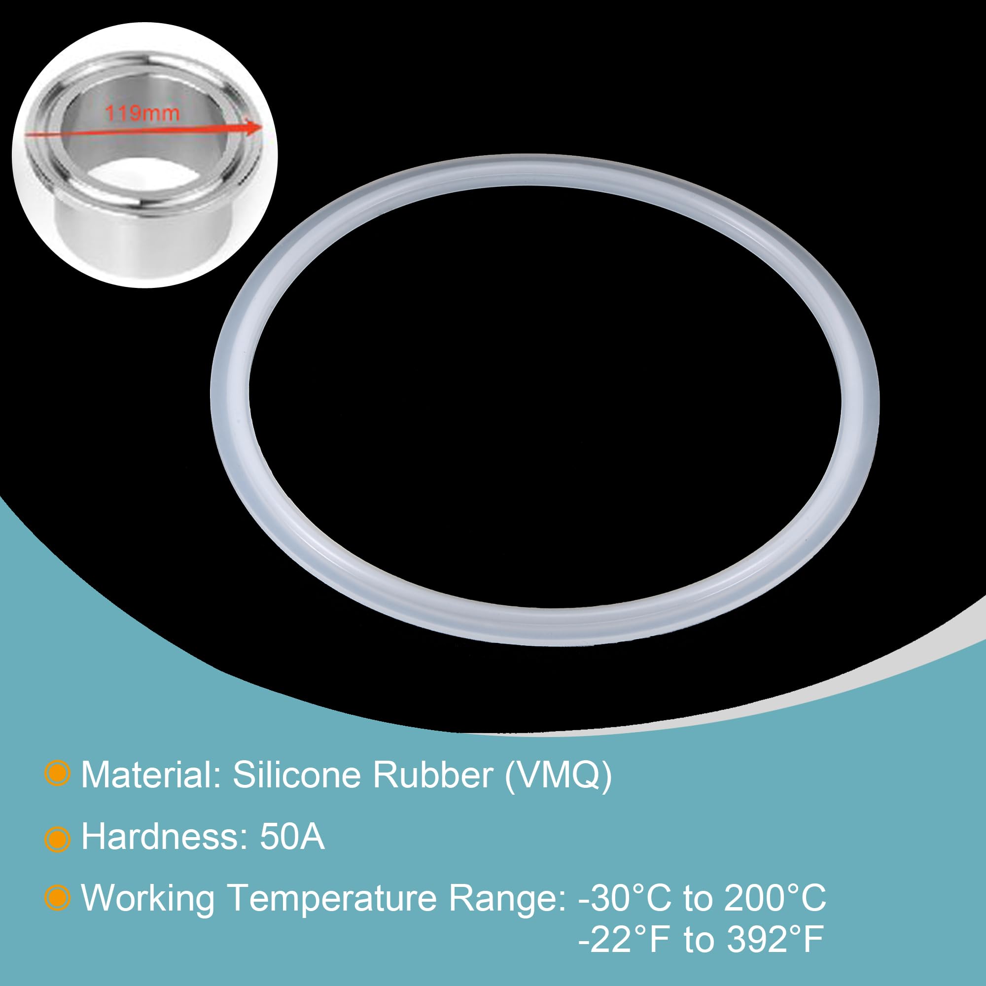 High-Temperature Silicone Rubber Gasket 119mm OD (4.25 Inch) - Industrial Flange O-Ring Seal for Pipes, Valves & Pumps - Perfect for Food Processing, Chemical & Water Treatment Systems