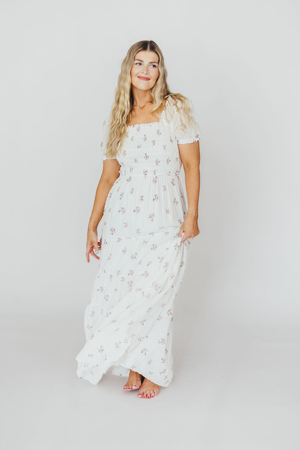 Harper Worth Women's Floral Maxi Dress - Pink Maternity Bump Friendly Long Dress for Pregnancy, Nursing & Postpartum | Perfect for Baby Showers, Beach Vacations & Summer Outfits