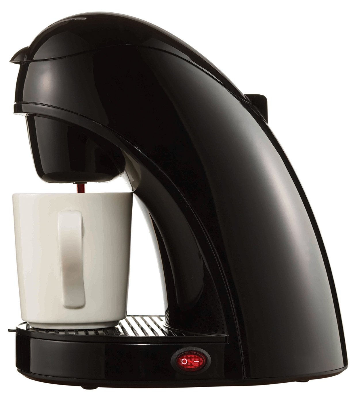 Brentwood Single Serve Coffee Maker with Travel Mug - Fast Brewing, Compact Design for Home, Office & Travel - Black