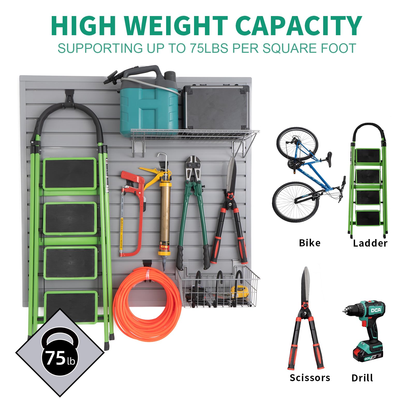 4x2 ft PVC Slatwall Panels for Garage Storage & Tool Organization - Grey Pegboard Wall Organizer System | Perfect for Garage, Workshop & Home Storage Solutions