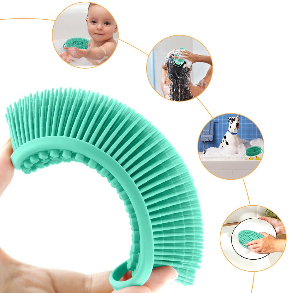 Soft Silicone Loofah Scrubber - 2-in-1 Exfoliating Body Brush & Scalp Massager for Sensitive Skin - Gentle Shower Scrub for Women, Men & Kids (Green) | Perfect for Daily Exfoliation & Relaxing Bath Time