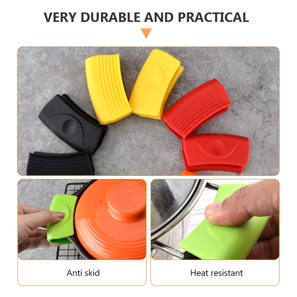 SOLUSTRE 2 Pairs Silicone Pot Handle Covers - Heat Resistant Anti-Scald Cooking Grips for Stew Pots, Hot Pots & Pans - Oven Safe Kitchen Accessories for Safe Cooking & Baking