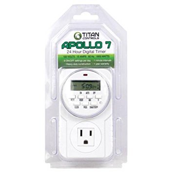 Titan Controls Digital Timer for Hydroponics - Single Outlet 120V Programmable Timer | Perfect for Grow Lights, Aquariums & Home Automation (Apollo 7)