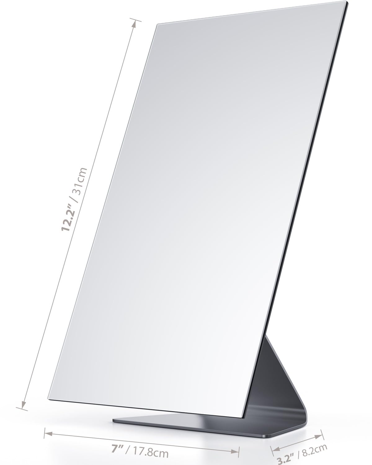 12 Inch Rectangular Makeup Mirror with Stand - Metal Vanity Mirror for Desk, Countertop, Bedroom & Bathroom | Perfect for Makeup Application, Skincare Routine & Dorm Room Decor