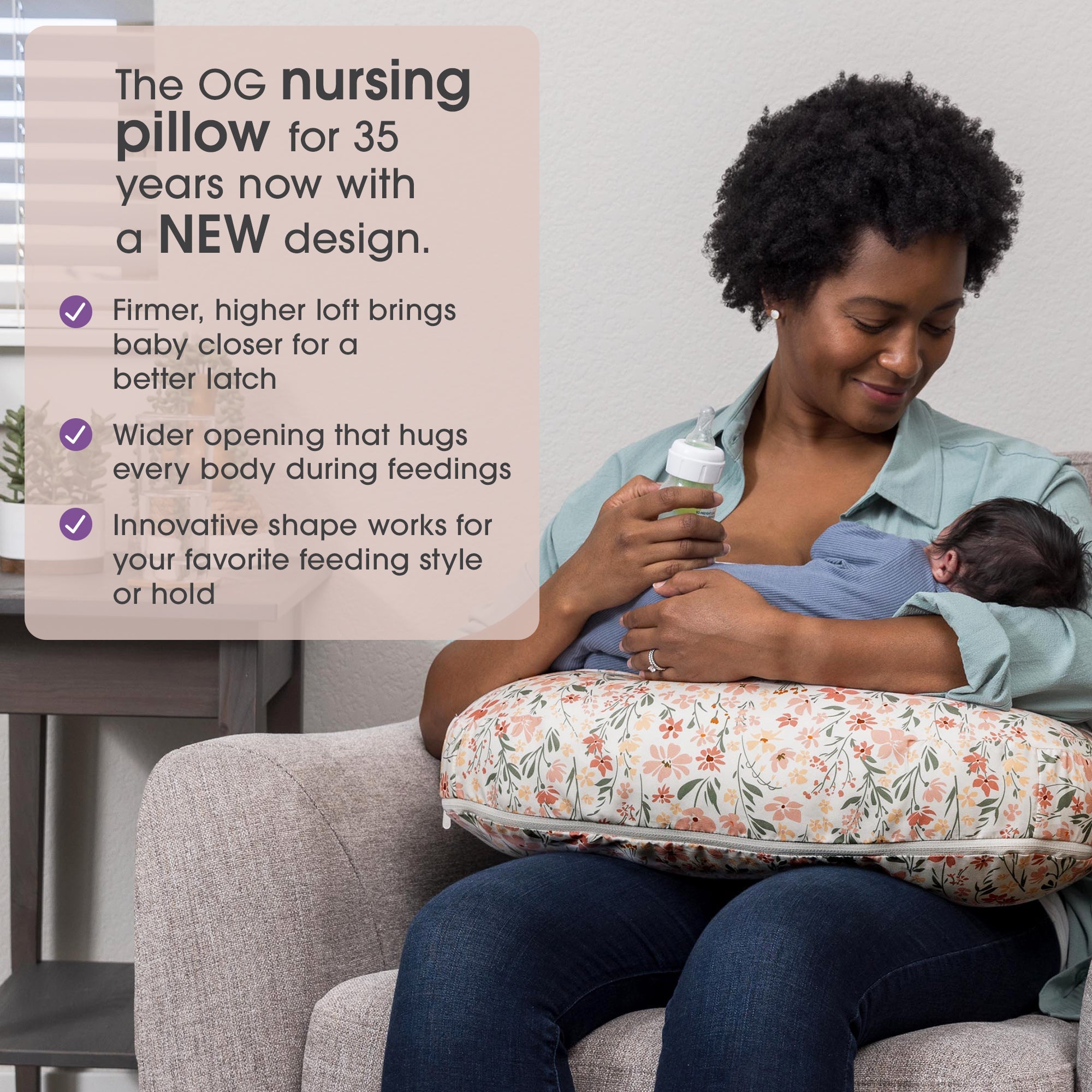 Boppy Original Nursing Pillow and Infant Support - Perfect for Breastfeeding, Bottle Feeding & Tummy Time - Soft, Comfortable & Ergonomic Design for Newborns & Babies