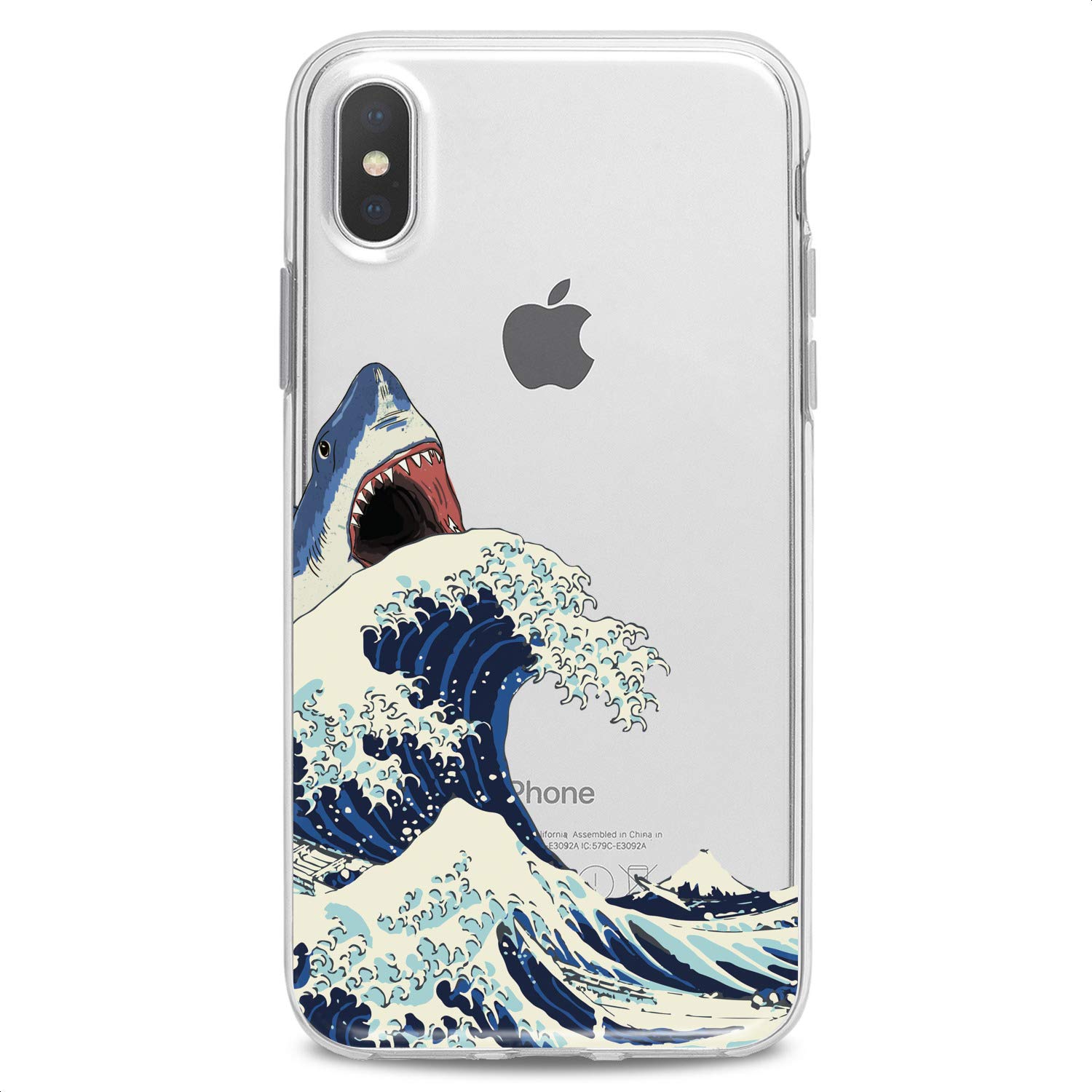 Premium TPU Phone Case for iPhone 16/15/14/13/12/11 Pro Max/Plus/Mini/Xs/Xr/X/8/7/6/5/SE - Japanese Great Wave Art Design, Flexible Slim Clear Silicone Cover with Cute Nature Watercolor Print - Perfect for Daily Use, Travel & Outdoor Activities