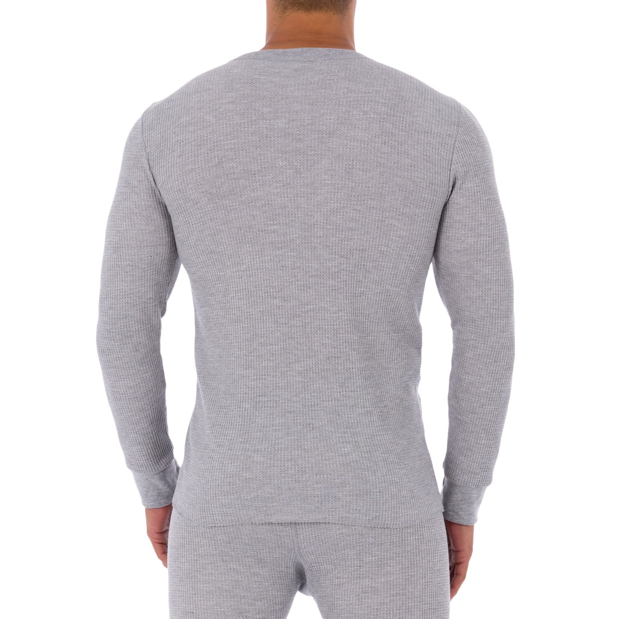 Fruit of the Loom Men's Thermal Waffle Weave Crewneck Long Sleeve Shirt - Warm Winter Base Layer for Outdoor Activities & Casual Wear