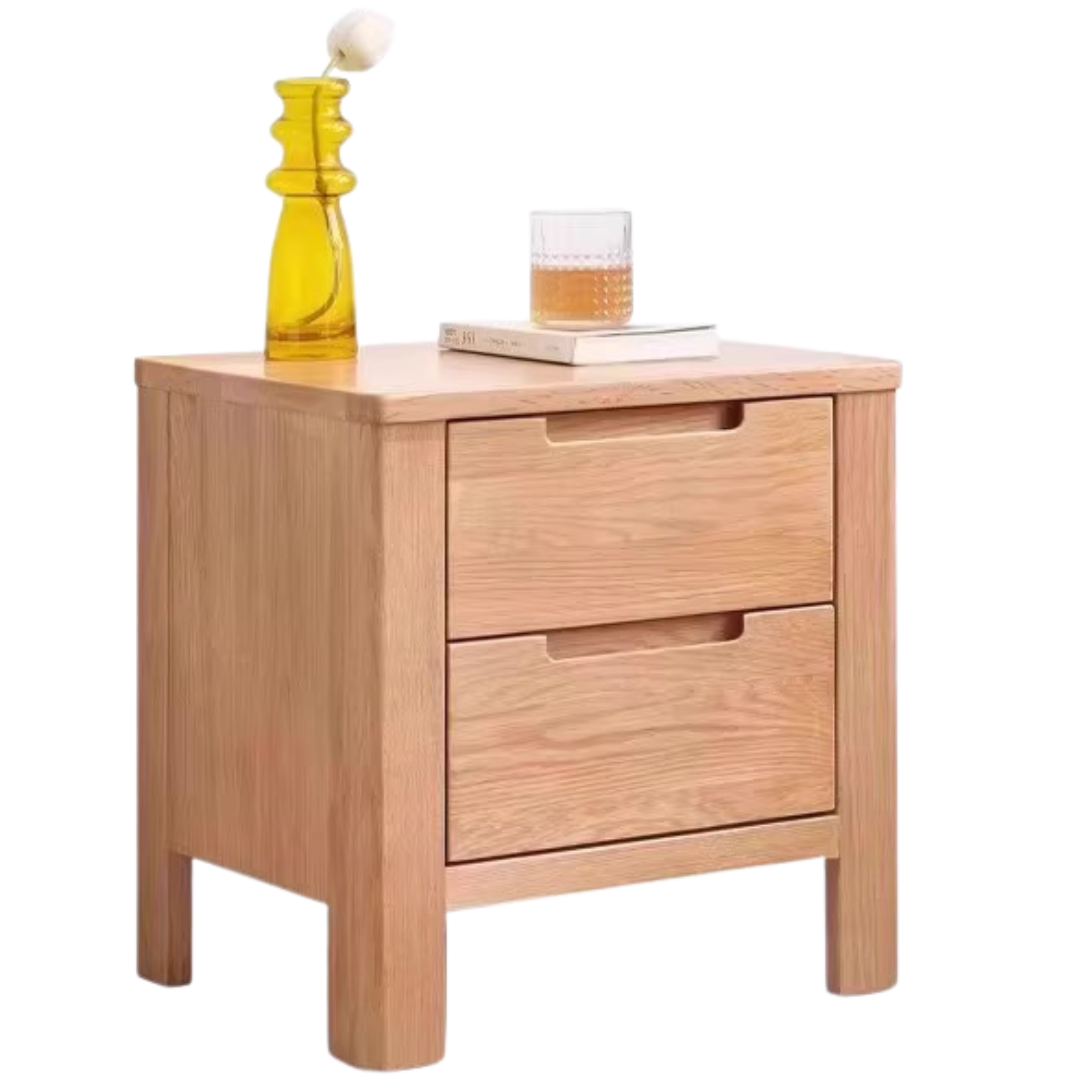 Solid Oak Wood Nightstand with Drawer - Rustic Bedside Table for Bedroom, Living Room & Office - Durable & Stylish Furniture for Home Decor