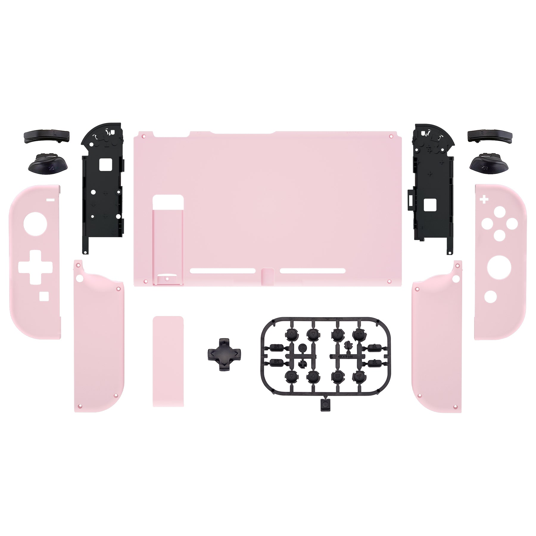 eXtremeRate Custom Full Shell Replacement for Nintendo Switch - Dpad Version Back Plate & Joycon Controller Housing with Buttons (Cherry Blossom Pink, QZP3002) | Perfect for Gaming, Travel & Switch Console Protection