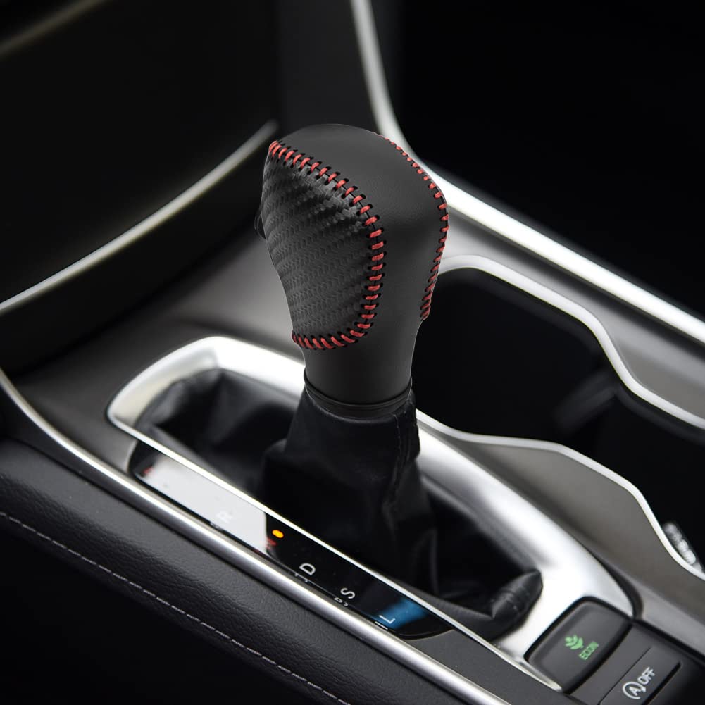 Premium Genuine Leather Gear Shift Knob Cover - Universal Fit for Honda Accord 10th Gen (2018-2022), Civic (2022-2025), CR-V (2023-2025), HR-V (2023-2025) - Anti-Slip Car Interior Accessory for Comfortable Driving & Stylish Upgrade