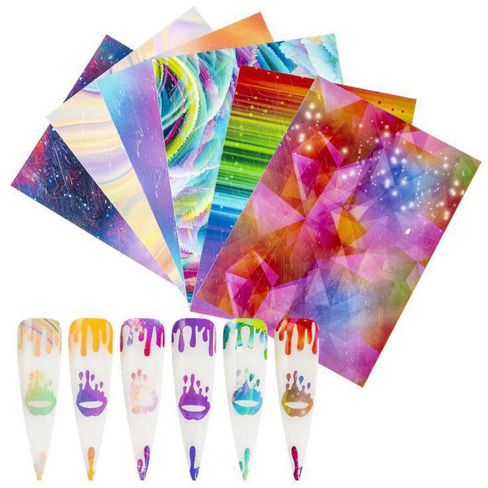 16Pcs Holographic Lip & Water Drop Nail Stickers - Self-Adhesive Nail Decals for DIY Manicure, Colorful Nail Art Wraps - Perfect for Parties, Date Nights & Salon Quality Nails at Home