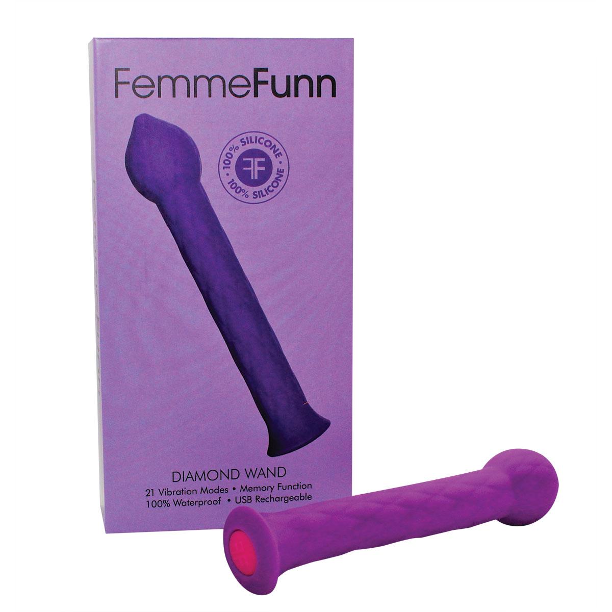 Femme Funn Diamond Wand - Purple G-Spot Vibrator for Women | Powerful Waterproof Silicone Massager | Perfect for Couples Play & Solo Pleasure