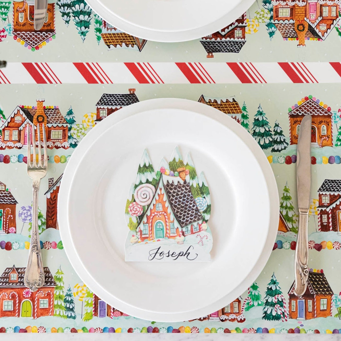 Christmas Gingerbread Village Placemat Set of 4 - Holiday Table Decor for Dining, Kitchen, and Party - Non-Slip Heat Resistant Coasters for Festive Gatherings