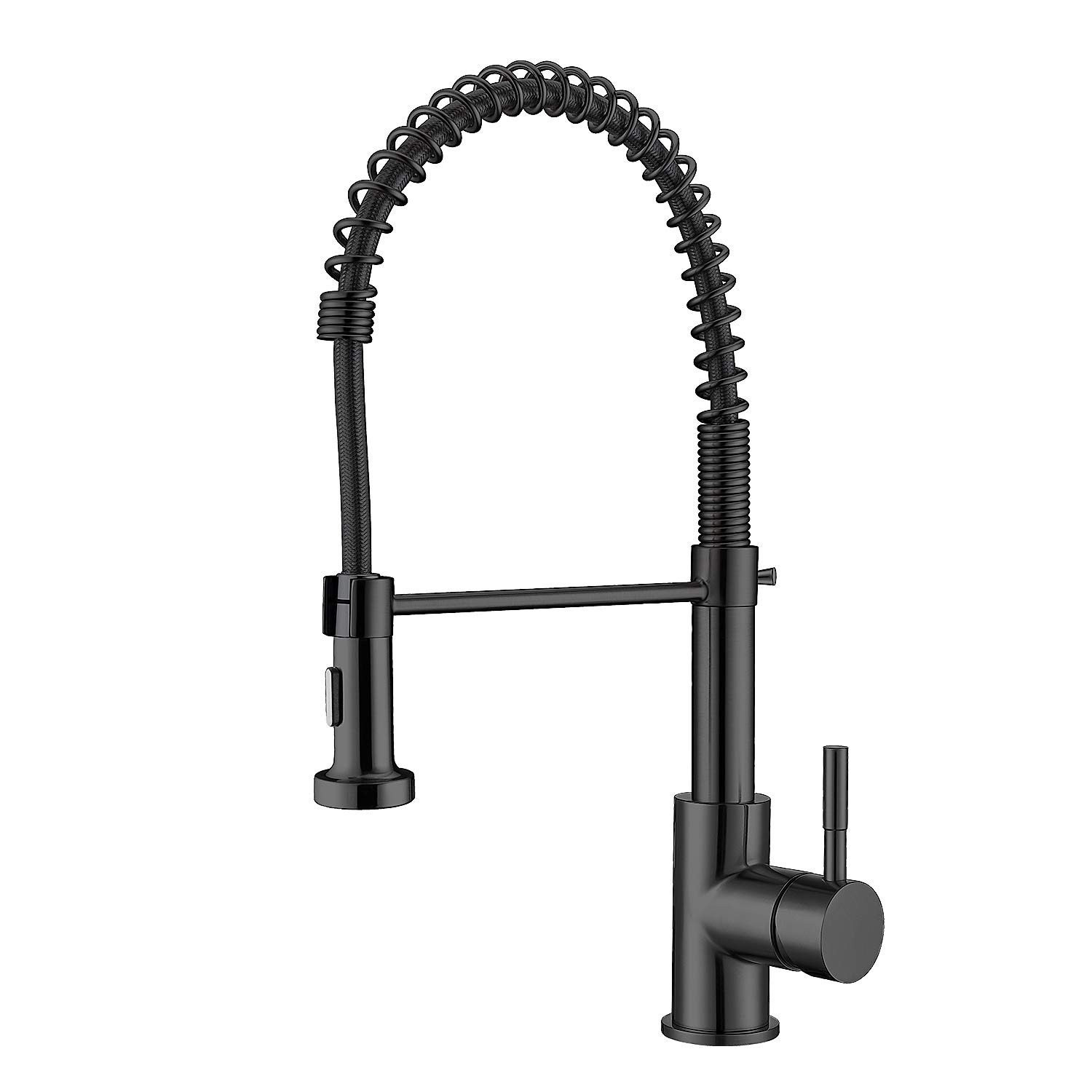 Stainless Steel Matte Black Single Handle Pull Down Kitchen Faucet with Sprayer - Modern Spring Kitchen Sink Faucet for Easy Dishwashing & Food Prep