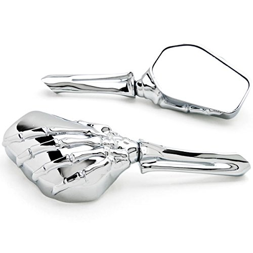 Krator Custom Chrome Motorcycle Skeleton Bone Mirrors for Harley Davidson V-Rod Night Street V-Rod - Enhance Safety & Style on Cruiser Bikes