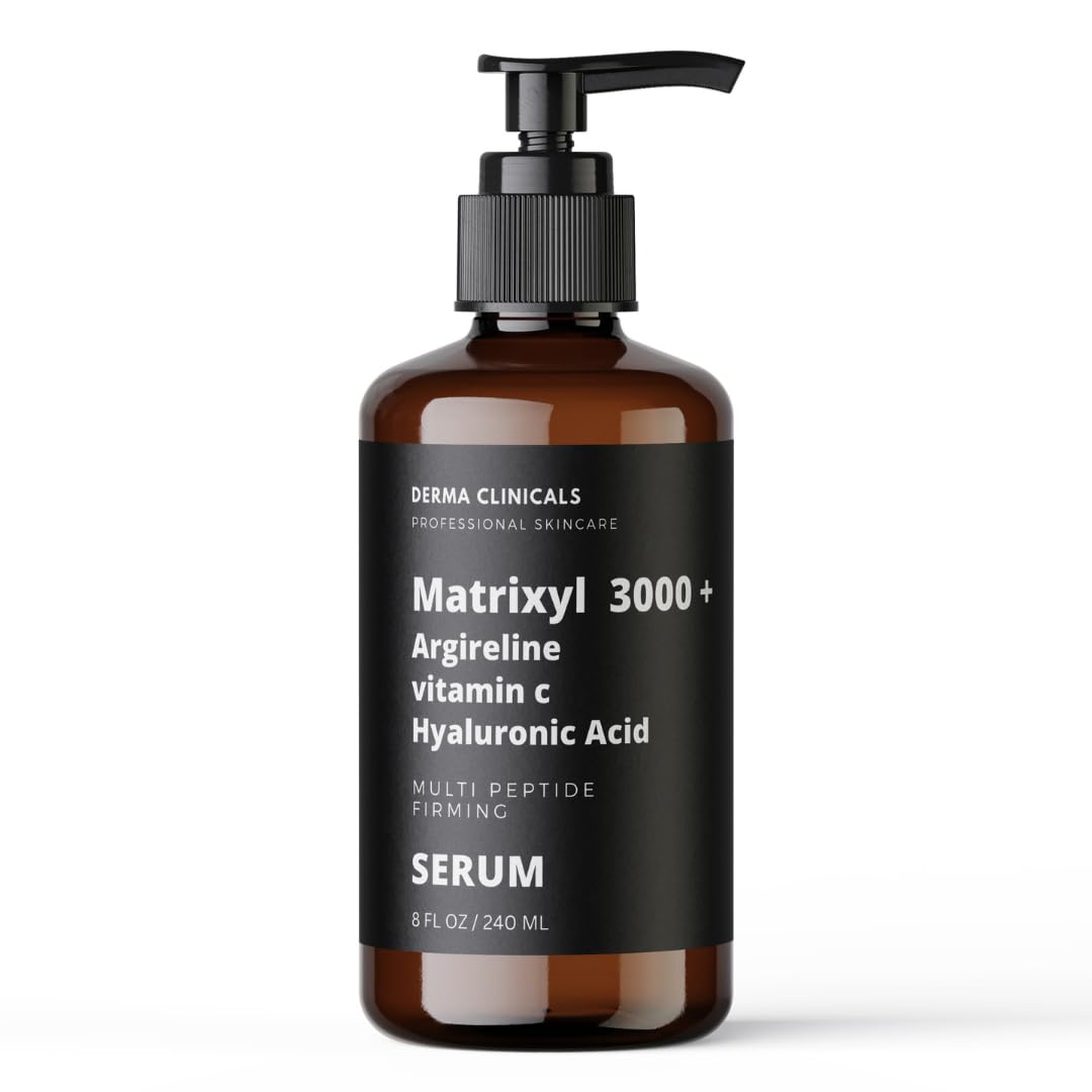 Matrixyl 3000 + Argireline Anti-Aging Serum with Vitamin C & Hyaluronic Acid - Wrinkle Reduction & Firming Face Treatment - 8oz Peptide Serum for Youthful Skin - Perfect for Night Routine & Daily Skincare