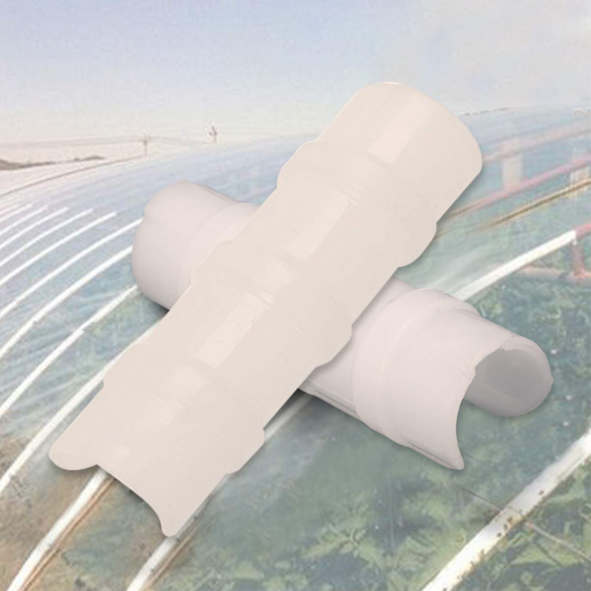 Hemoton 10-Pack ABS Greenhouse Row Cover Clips - Heavy Duty Plastic Clamps for 31-33mm Pipes (White) | Perfect for Securing Greenhouse Film, Plant Protection & Garden Bed Covers